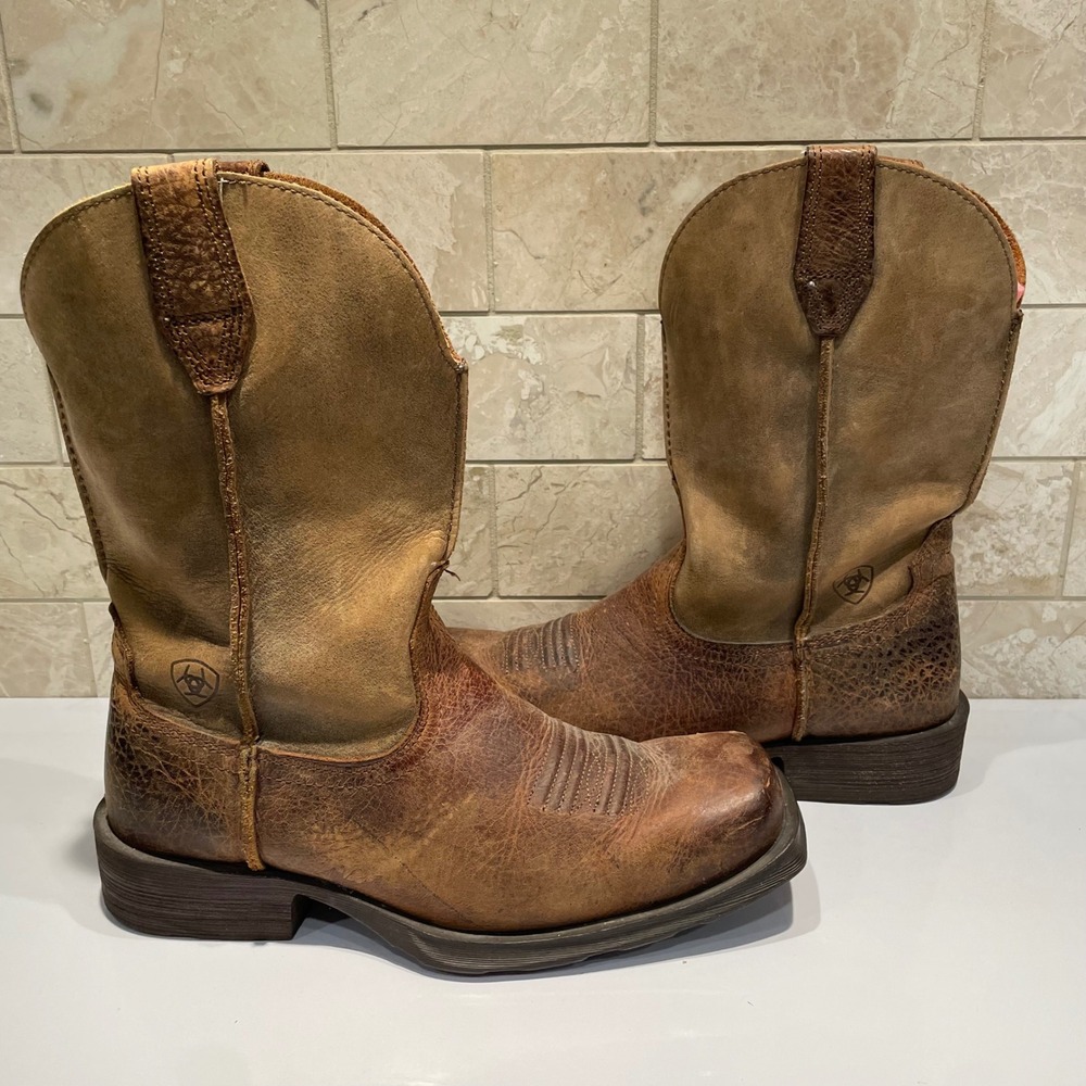 Ariat Rambler Mens Western Boots Brown Leather Bomber Square Toe Size 7.5 D